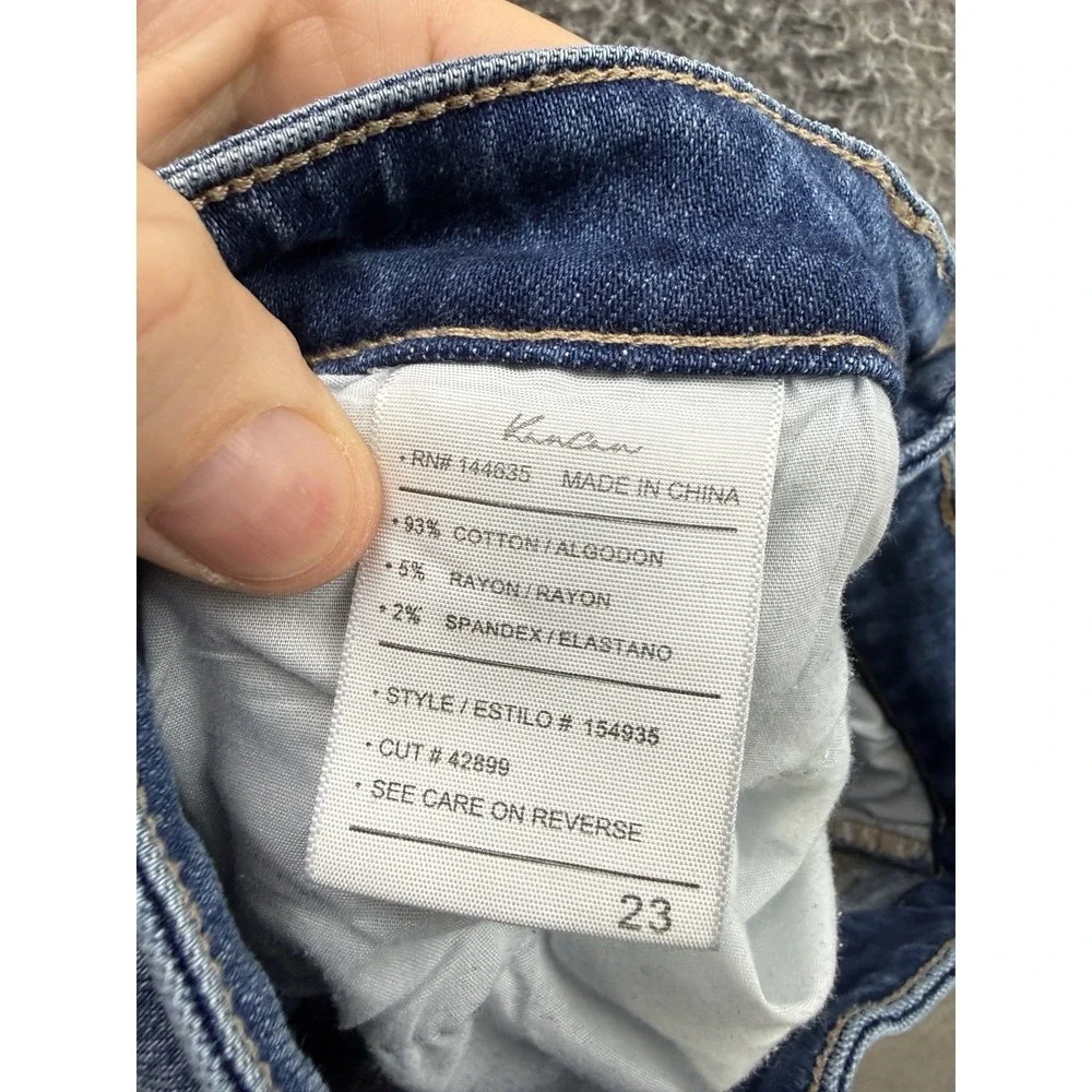 Kancan Jeans Girls 23 Blue‎ Flare High Rise Back Seam Raw Hem Distressed Denim